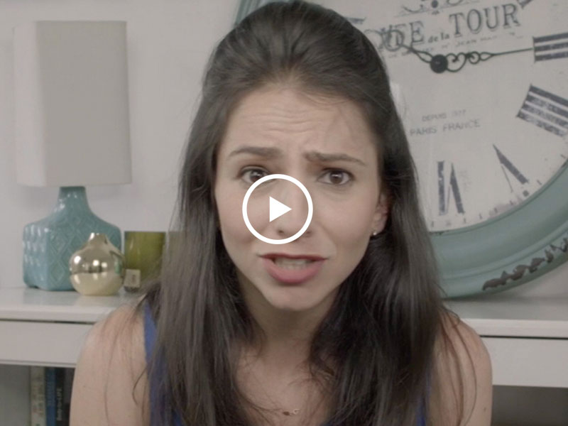 A woman speaking into the camera about getting past small talk in this video still.