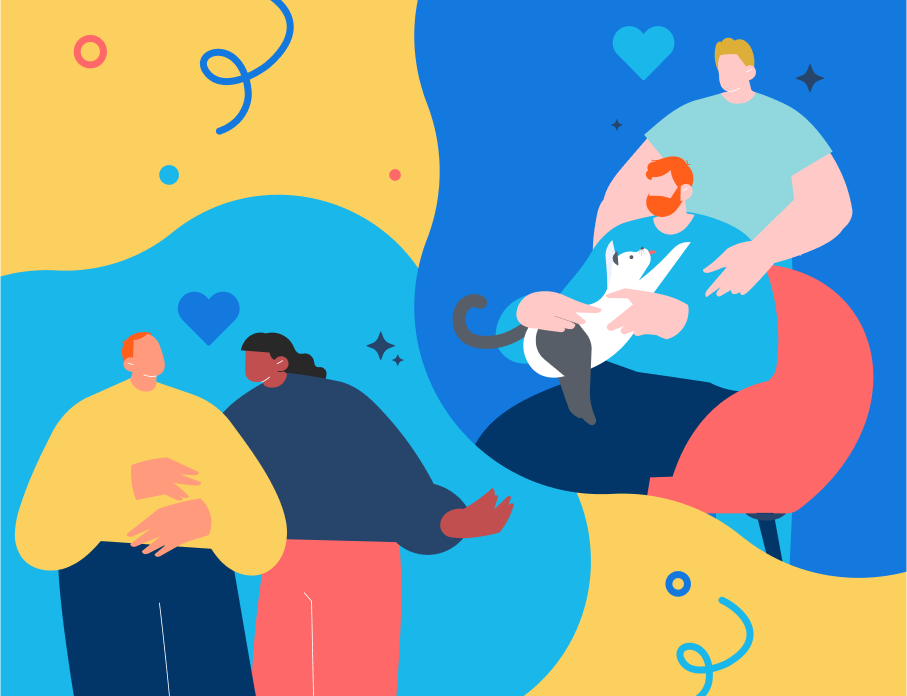 Colorful illustration demonstrating the concept of supporting and dating someone with anxiety.