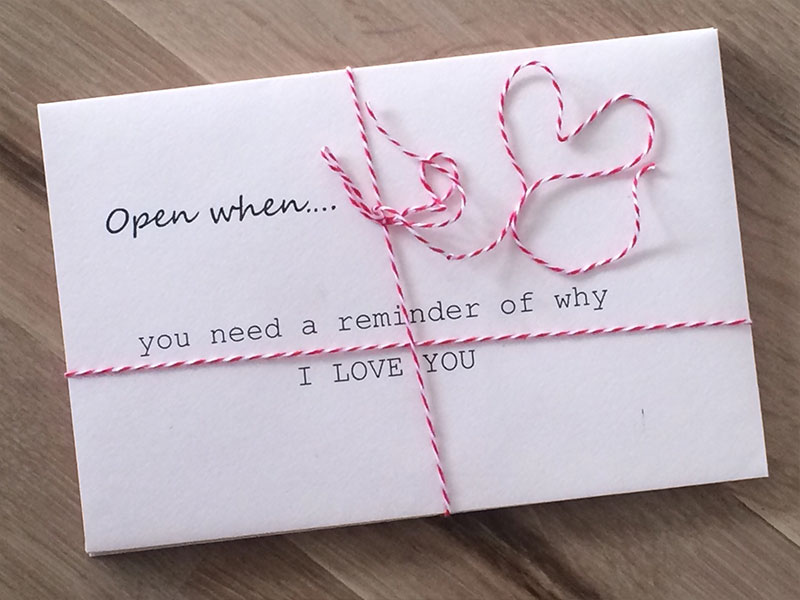 A love note tied with string.