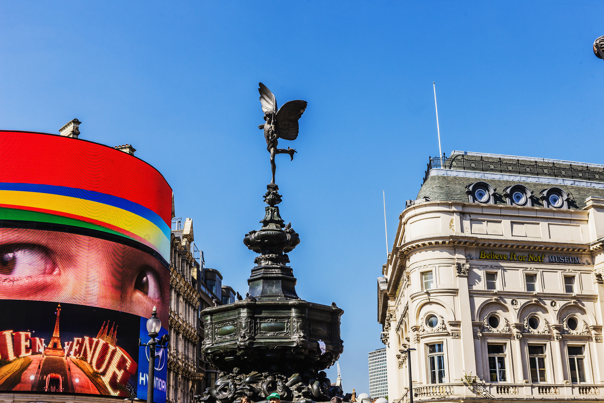 Image of Piccadilly Circus, London showing the the statue of Anteros, the